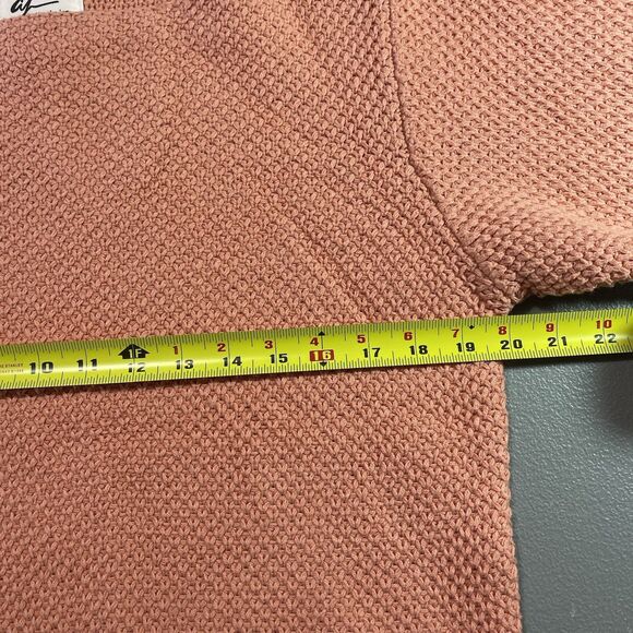 ANDREA JOVINE Sweater Waffle Knit Boat Neck 3/4 Sleeve Cotton Womens L Peach - Picture 5 of 10